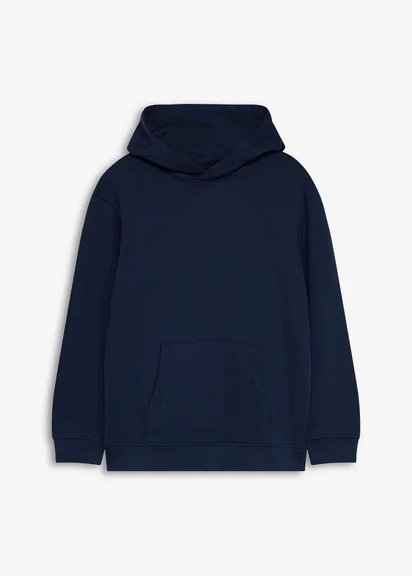 Hoodie aus weichem Baumwoll-Mix in blau von vorne - bonprix