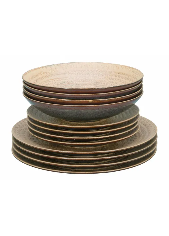 CreaTable Geschirr-Set (12-tlg. Set) in beige (Detailaufnahme) - CreaTable