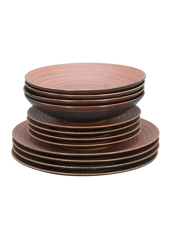 CreaTable Geschirr-Set (12-tlg. Set) in braun (Detailaufnahme) - CreaTable