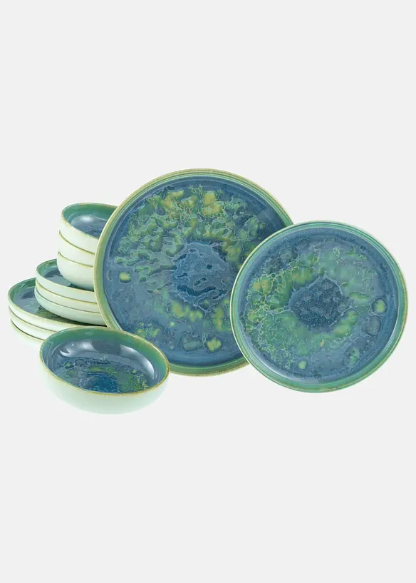 CreaTable Geschirr-Set (12-tlg. Set) in grün - CreaTable