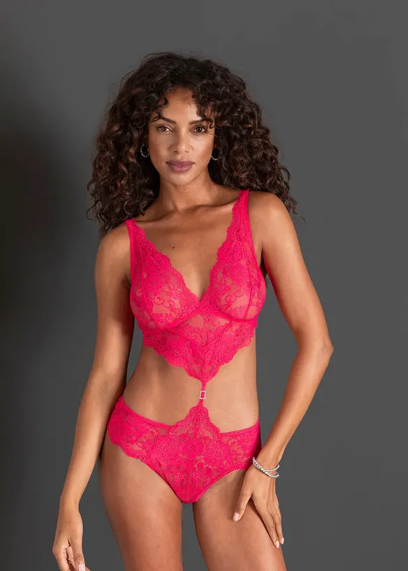 Stringbody ouvert in pink von vorne (Totalaufnahme) - bonprix