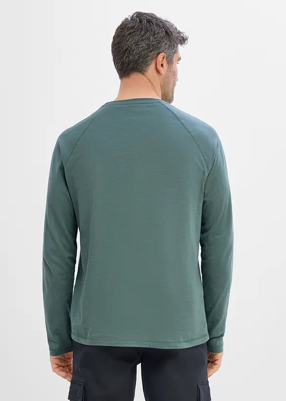 Langarmshirt aus reiner Bio-Baumwolle (2er Pack) in grün von hinten (im Anschnitt) - bonprix