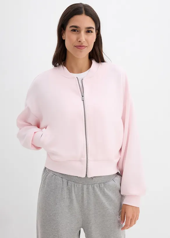 Scuba-Blouson aus softem Viskose-Mix in rosa von vorne (im Anschnitt) - bonprix