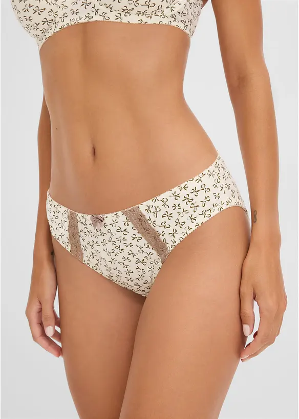 Slip mit Baumwolle (3er Pack) in braun von vorne - bonprix