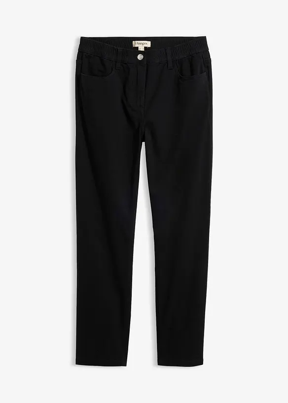 High-Waist-Twillhose aus Baumwoll-Mix in schwarz von vorne - bonprix