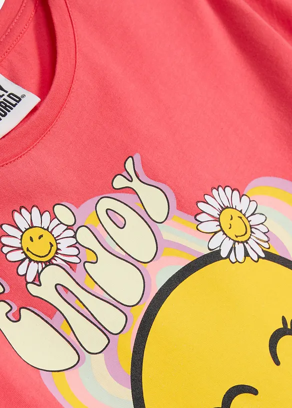 Smiley T-Shirt aus reiner Baumwolle in pink - SmileyWorld