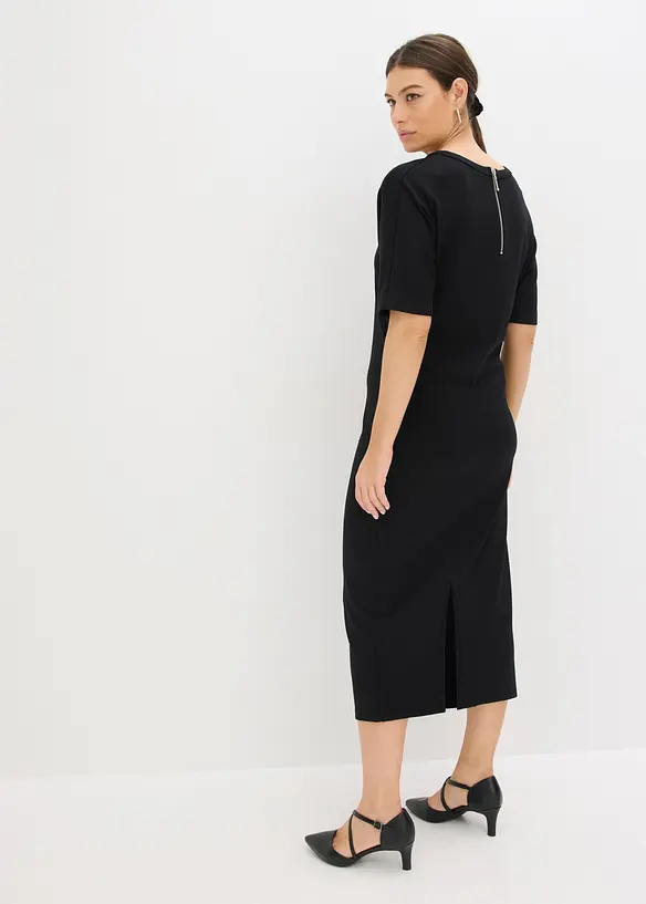 Midikleid aus bequemen Punto di Roma in schwarz von hinten (Totalaufnahme) - bonprix