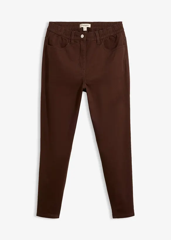 High-Waist-Mom-Twillhose aus Baumwoll-Mix in braun von vorne - bonprix High-Waist-Mom-Twillhose aus Baumwoll-Mix in braun von vorne - bonprix