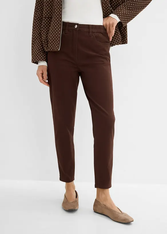 High-Waist-Mom-Twillhose aus Baumwoll-Mix in braun von vorne - bonprix High-Waist-Mom-Twillhose aus Baumwoll-Mix in braun von vorne - bonprix