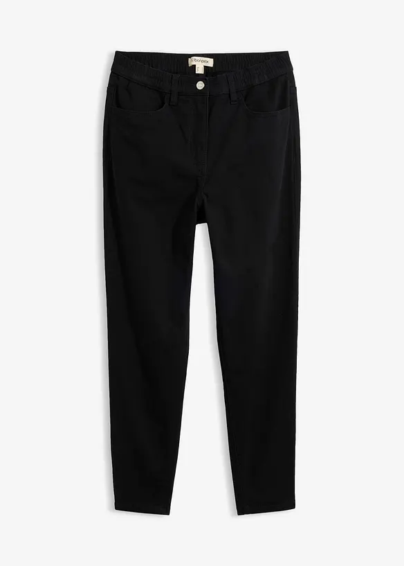 High-Waist-Mom-Twillhose aus Baumwoll-Mix in schwarz von vorne - bonprix