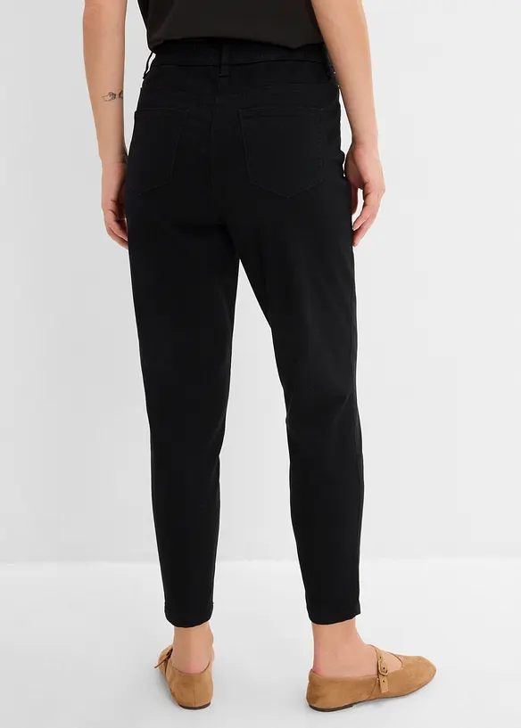 High-Waist-Mom-Twillhose aus Baumwoll-Mix in schwarz von hinten - bonprix