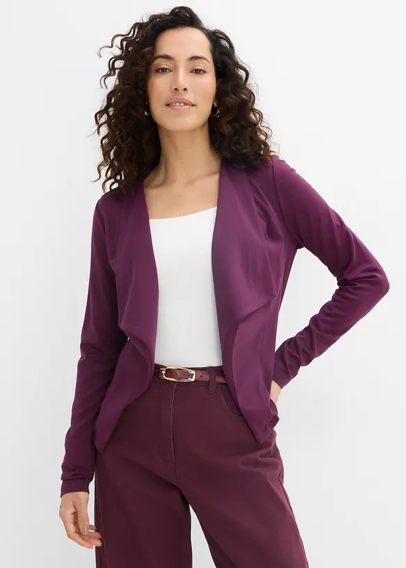 Jersey-Blazer aus Punto di Roma in lila von vorne (im Anschnitt) - bonprix