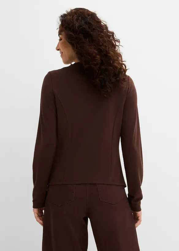 Jersey-Blazer aus Punto di Roma in braun von hinten (im Anschnitt) - bonprix