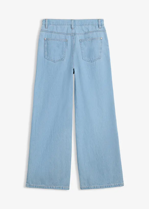 Wide-Leg-Jeans Mid Waist in blau von hinten - bonprix