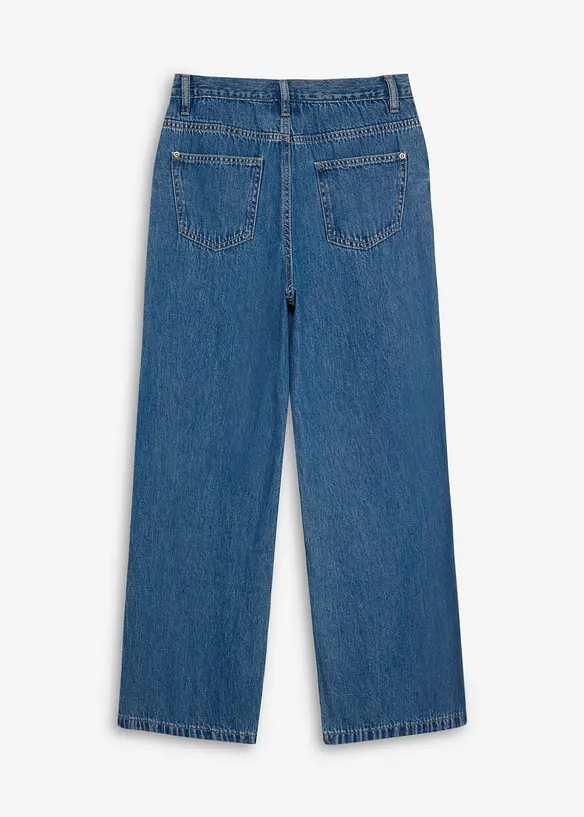 Wide-Leg-Jeans Mid Waist in blau von hinten - bonprix