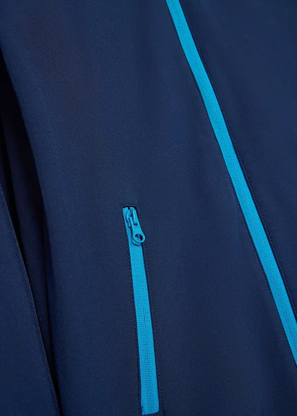 Windabweisende Softshelljacke mit abnehmbarer Kapuze in blau - bonprix