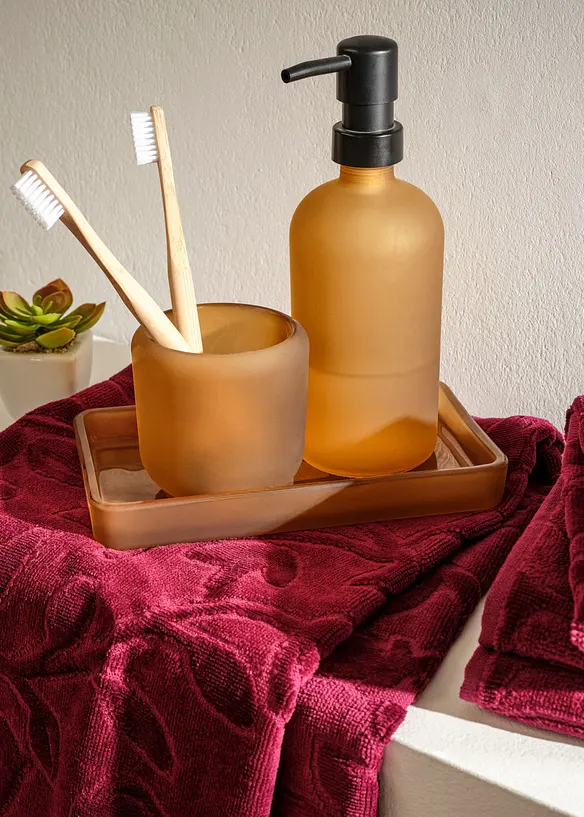 Baumwoll-Handtuch mit Hoch-Tief-Struktur in lila (Ambiente) - bonprix