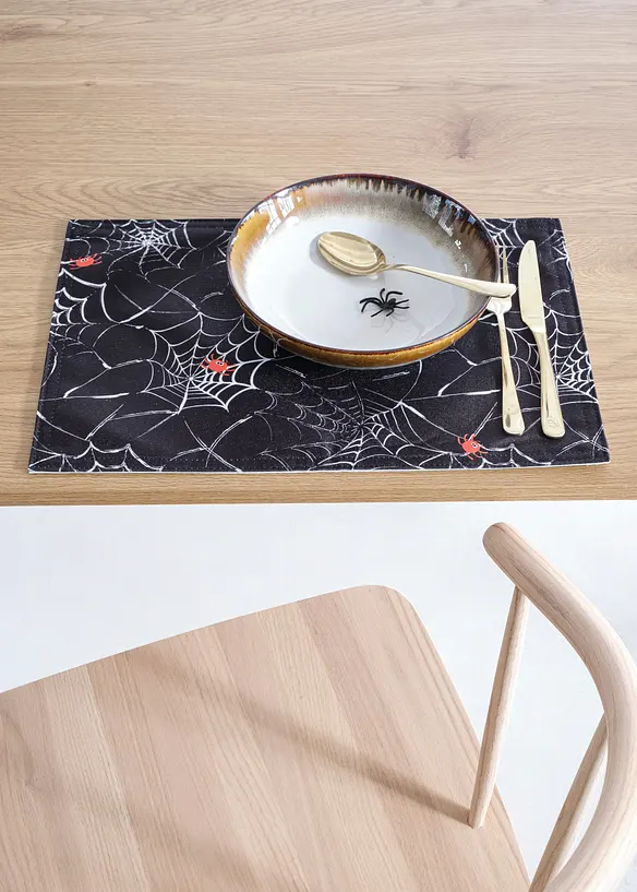 Tischset mit Halloween Design (4er Pack) in schwarz - bonprix