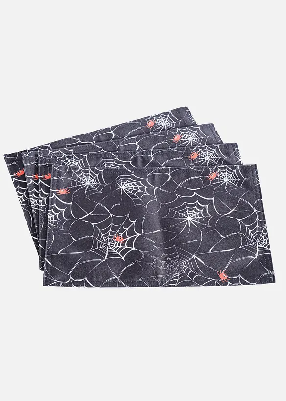 Tischset mit Halloween Design (4er Pack) in schwarz von vorne - bonprix
