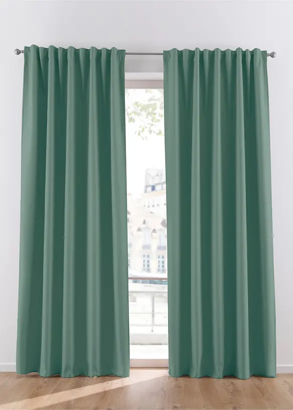 Thermo-Vorhang mit weicher Fleece-Rückseite, auch in extra lang (1er Pack) in grün - bonprix