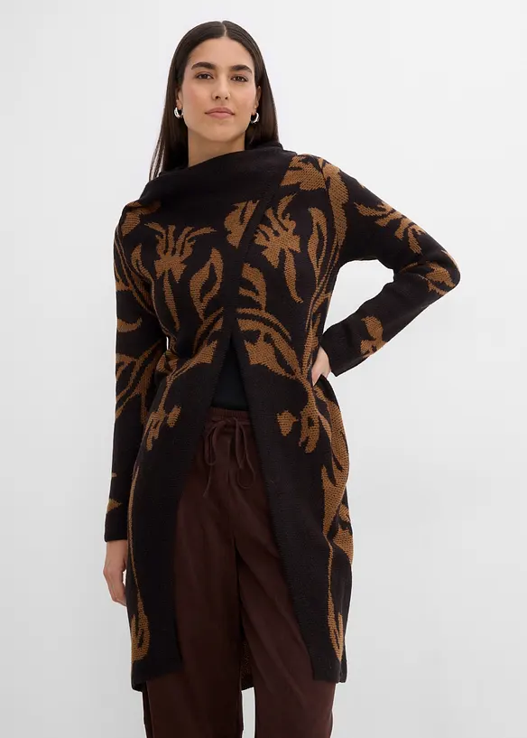 Strickmantel in schwarz von vorne (im Anschnitt) - bonprix