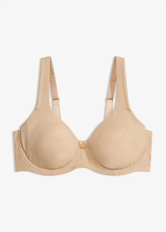 T-Shirt-BH mit gepolsterten Trägern in beige von vorne - bonprix
