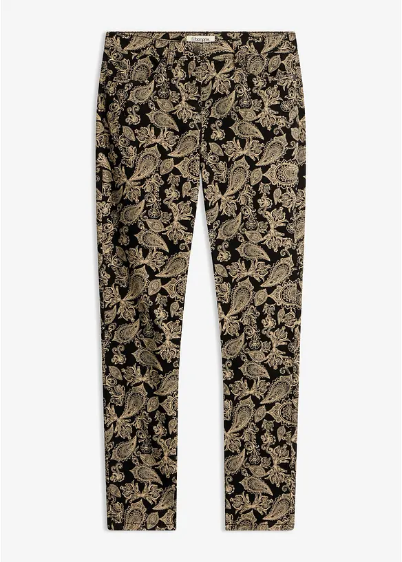 Baumwollstretch-Hose bedruckt in schwarz von vorne - bonprix