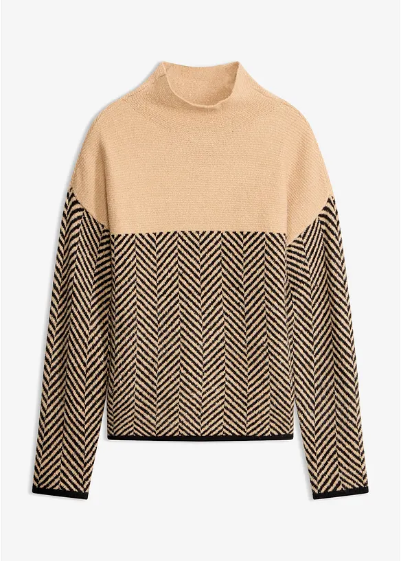 Pullover in beige von vorne - bonprix
