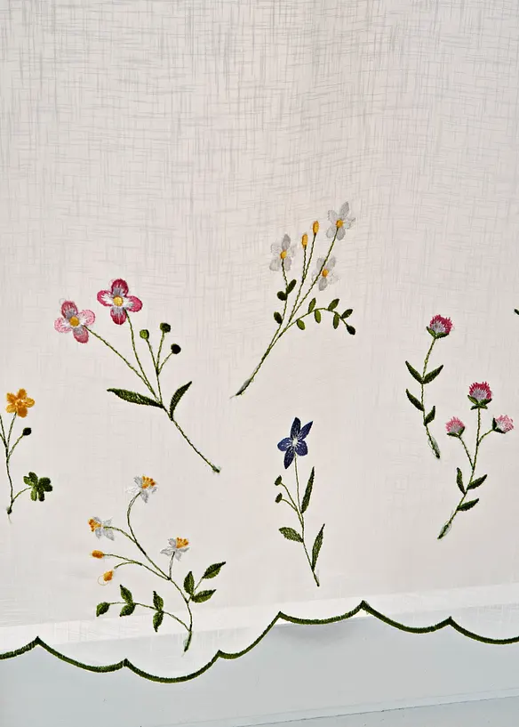 Scheibengardine mit Blumenstickerei in weiß (Detailaufnahme) - bonprix