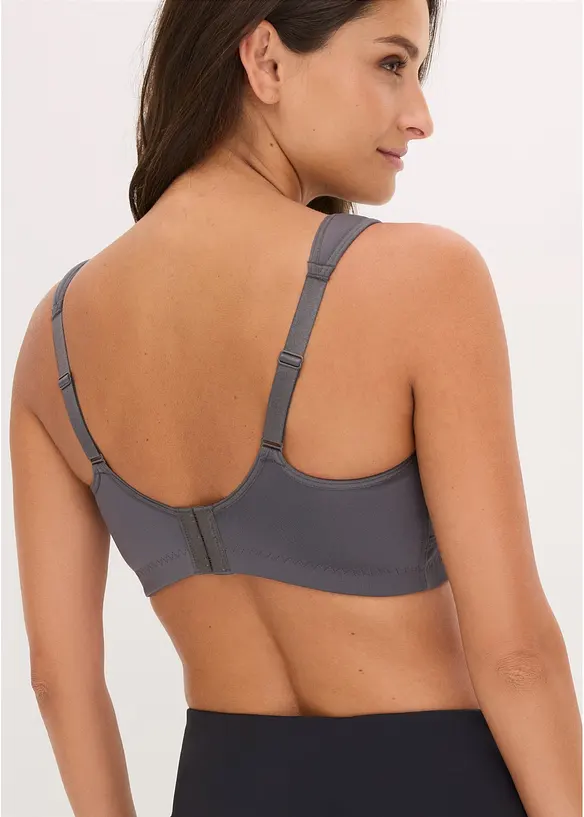 Sport-BH mit mittlerem Halt (2er Pack) in grau von hinten (im Anschnitt) - bonprix