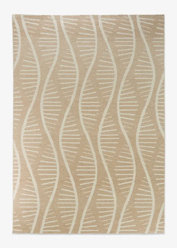 Woll-Teppich mit moderner Musterung in beige von vorne - bonprix