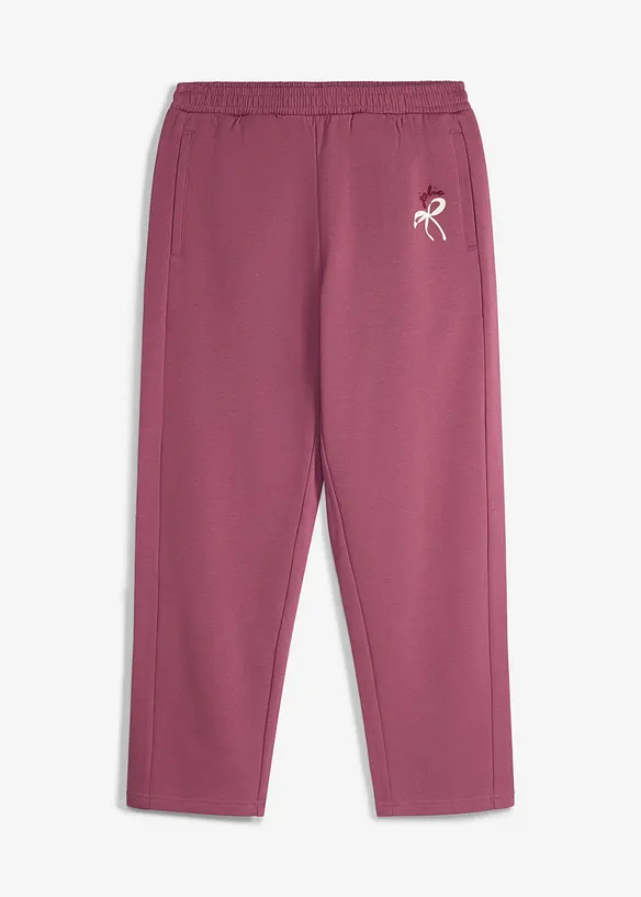 Sweathose Wide-Leg aus reiner Bio-Baumwolle in lila von vorne - bonprix
