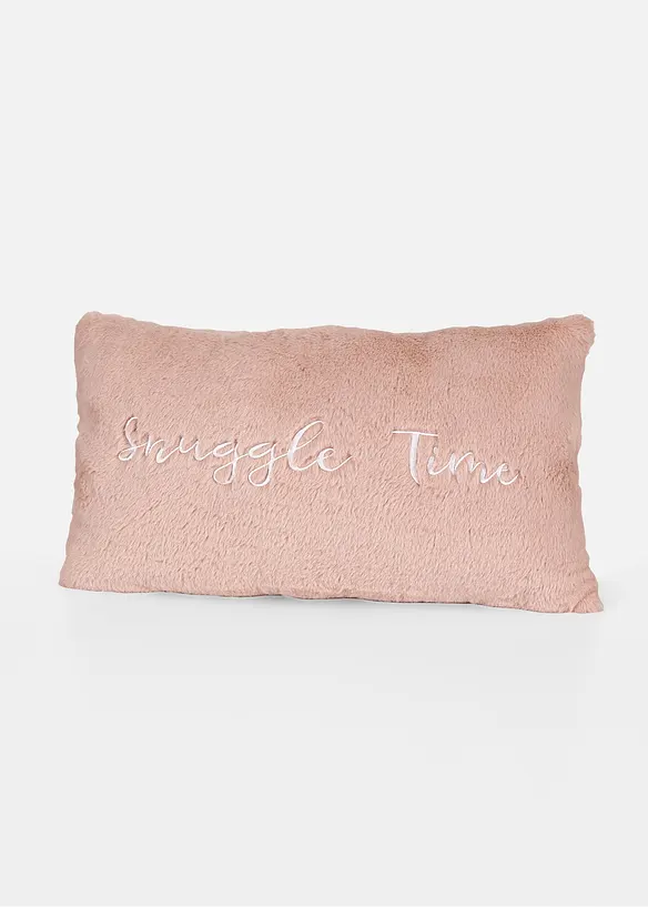 Dekokissen mit Schriftzug in beige von vorne - bonprix