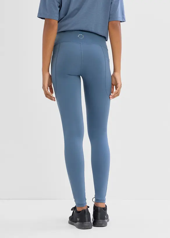 Komfort Sport-Leggings mit Handytasche, schnelltrocknend in blau von hinten - bonprix