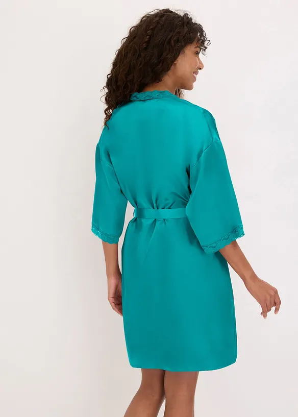 Satin Kimono in grün von hinten (Totalaufnahme) - bonprix