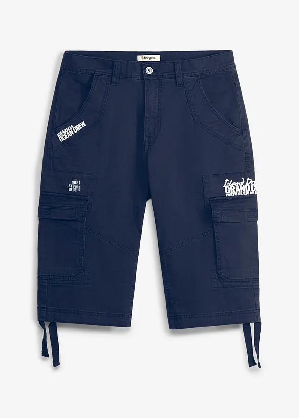 Long-Bermuda mit Cargotaschen in Regular-Fit in blau von vorne - bonprix