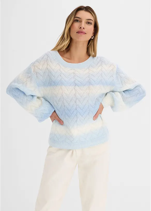 Boxy-Pullover in blau von vorne (im Anschnitt) - bonprix