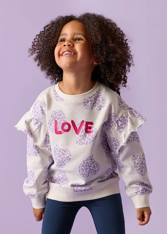 Lurchi Sweatshirt aus weicher Bio Baumwolle in weiß von vorne (im Anschnitt) - Lurchi