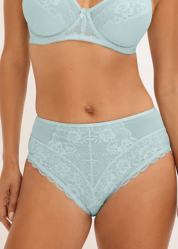 Maxislip mit zarter Spitze (2er Pack) in beige von vorne - bonprix