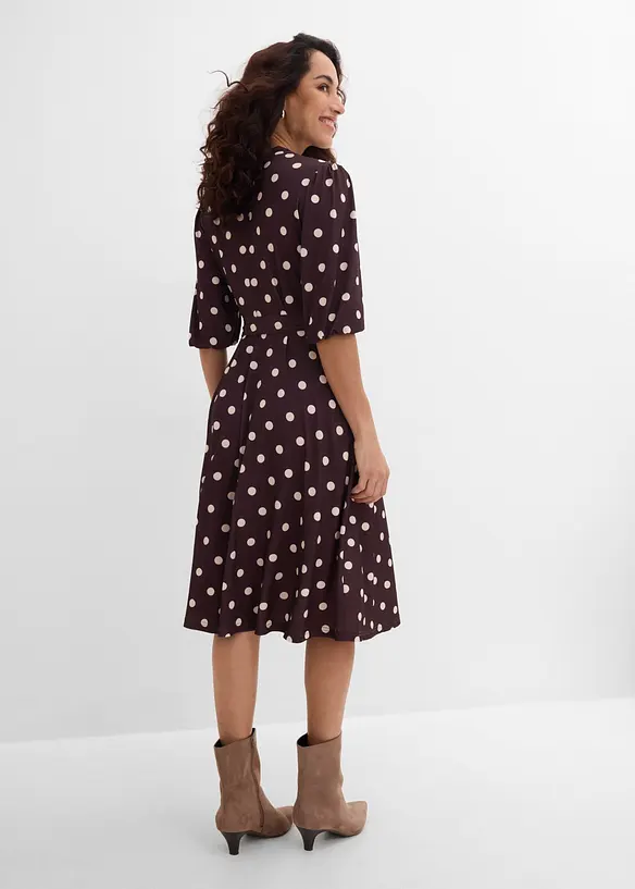 Jerseykleid mit Bindeband in braun von hinten (Totalaufnahme) - bonprix Jerseykleid mit Bindeband in braun von hinten (Totalaufnahme) - bonprix