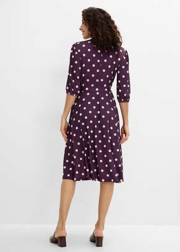 Jerseykleid mit Bindeband in lila von hinten (Totalaufnahme) - bonprix Jerseykleid mit Bindeband in lila von hinten (Totalaufnahme) - bonprix