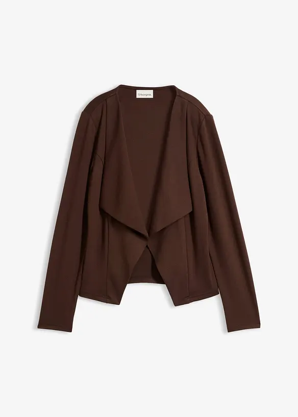 Jersey-Blazer aus Punto di Roma in braun von vorne - bonprix