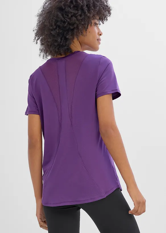 Ultraleichtes Sport-Top mit Mesheinsatz, schnelltrocknend in lila von hinten (im Anschnitt) - bonprix