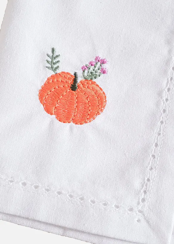 Stoffservietten aus Bio-Baumwolle mit Stickerei (4er Pack) in weiß (Detailaufnahme) - bonprix