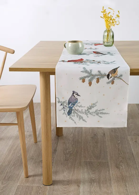 Tischläufer mit Wintervögeln in beige - bonprix