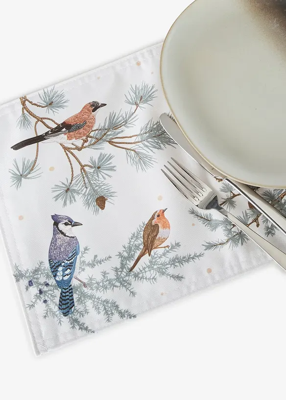 Tischsets mit Wintervögeln (2er Pack) in beige - bonprix