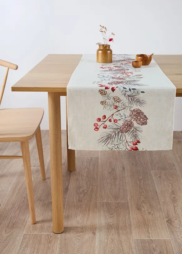 Tischläufer mit Leinenanteil in beige - bonprix