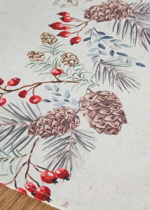 Tischläufer mit Leinenanteil in beige (Detailaufnahme) - bonprix