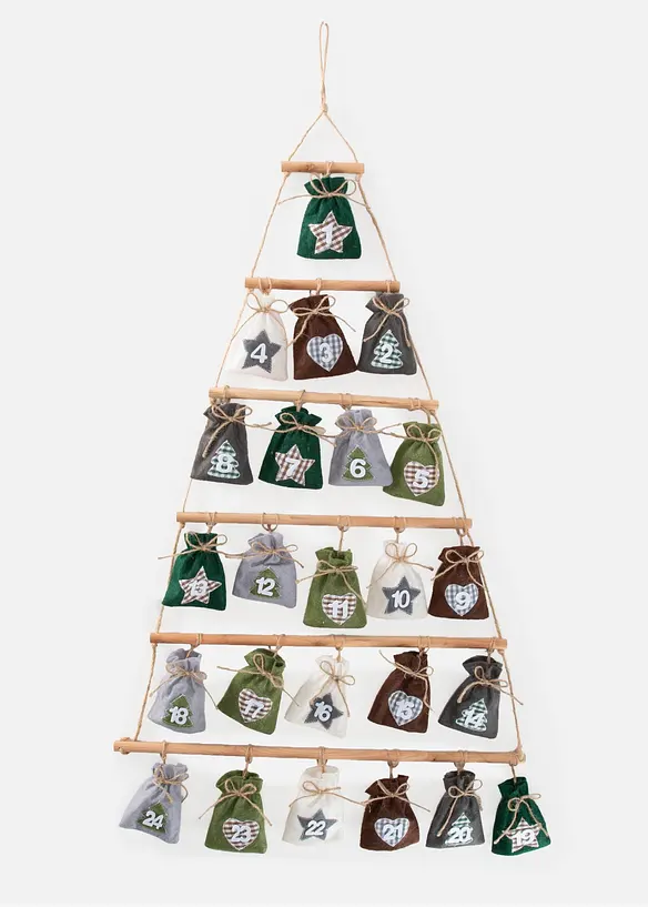 Adventskalender mit Beutel in grau von vorne - bonprix