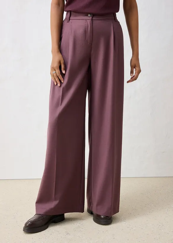 Bundfaltenhose aus weichem Woll-Mix in lila von vorne - bonprix Bundfaltenhose aus weichem Woll-Mix in lila von vorne - bonprix